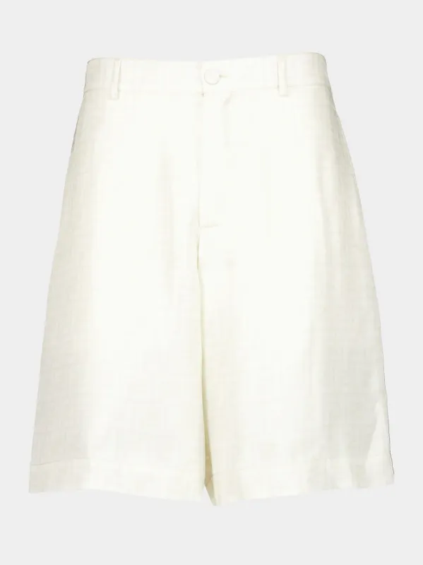 White FF Silk Shorts sold by Fashion Clinic