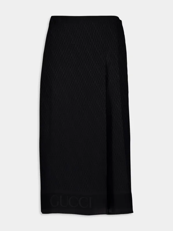 Black Silk Jacquard Skirt made by Gucci