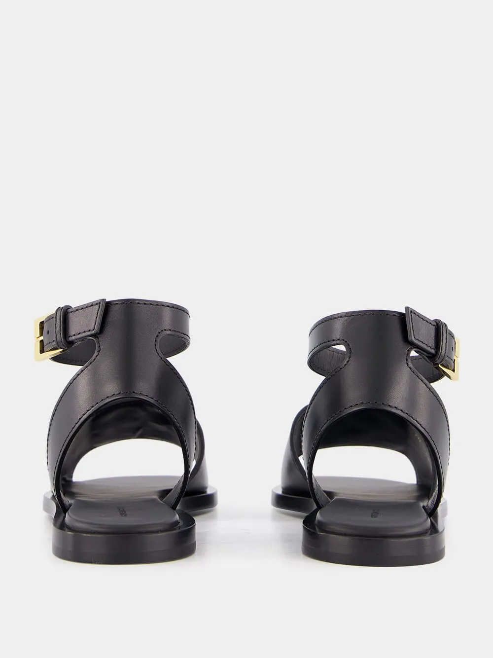 Black Logo Detailed Leather Sandals sold by Fashion Clinic product image thumbnail 5