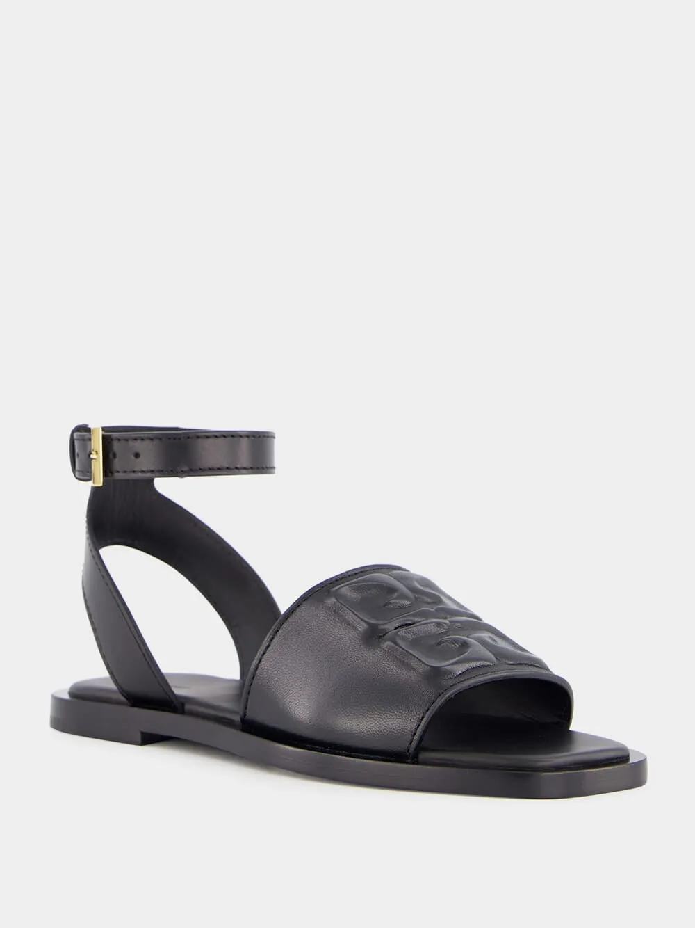 Black Logo Detailed Leather Sandals sold by Fashion Clinic product image thumbnail 2