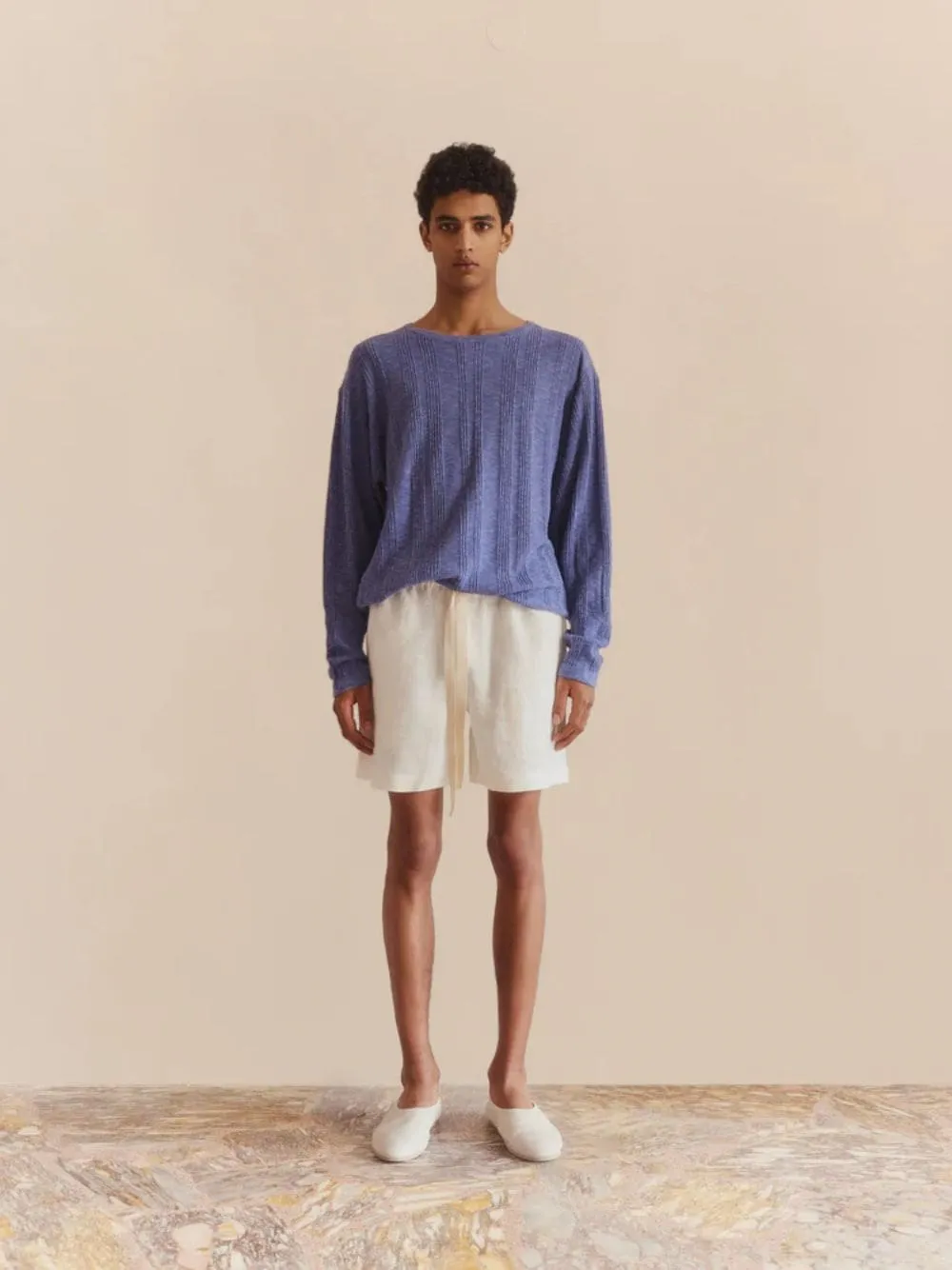 Blue Linen Cotton Sweater sold by Fashion Clinic