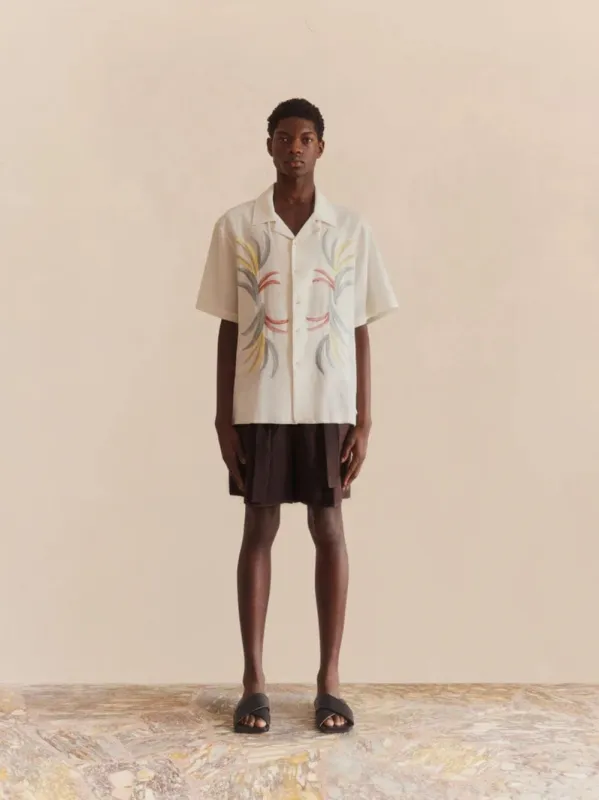 Palm Embroidered Camp Collar Shirt sold by Fashion Clinic