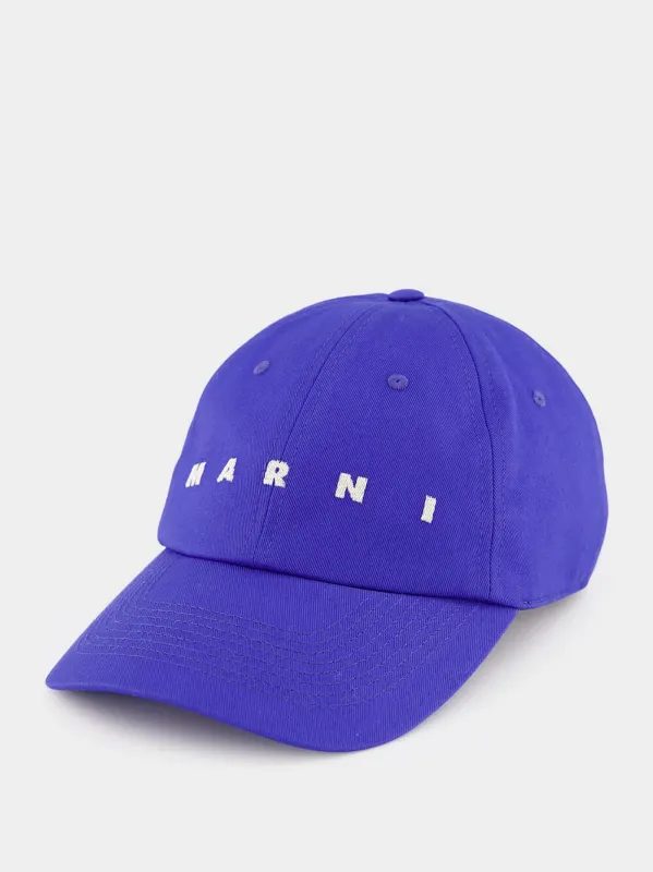Blue Organic Gabardine Baseball Cap sold by Fashion Clinic