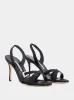 Ramisli Black Satin Slingback Sandals sold by Fashion Clinic