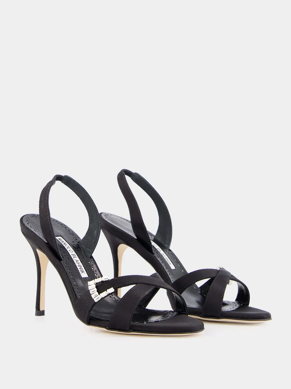 Ramisli Black Satin Slingback Sandals sold by Fashion Clinic product image thumbnail 3