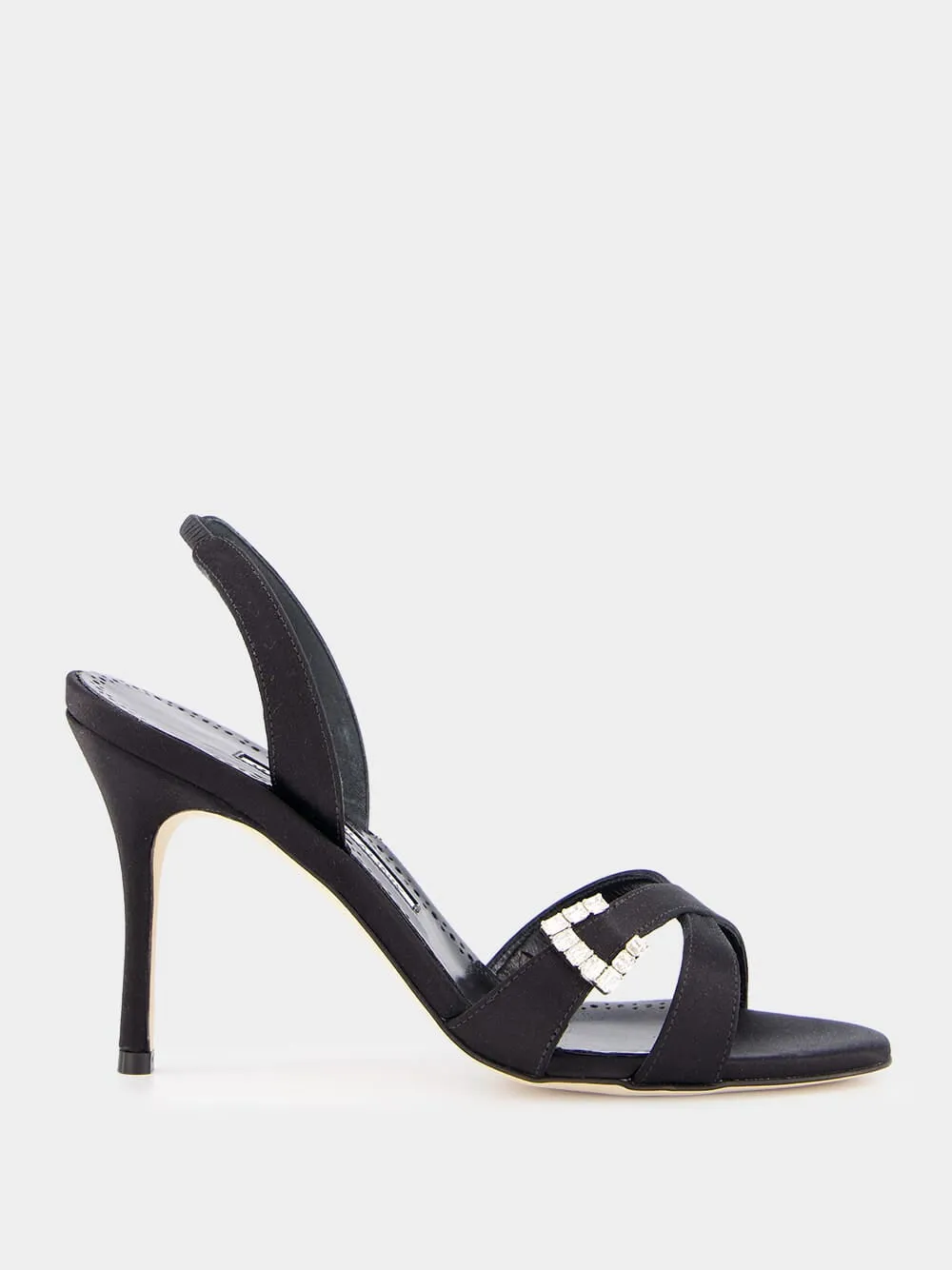 Ramisli Black Satin Slingback Sandals sold by Fashion Clinic