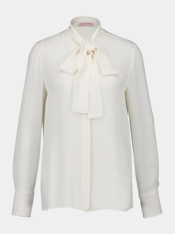Scarf-detail silk shirt sold by Fashion Clinic
