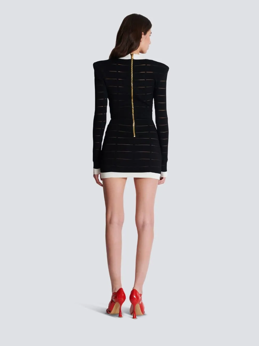 Two-Tone Knit Dress with Buttons sold by Fashion Clinic product image thumbnail 4