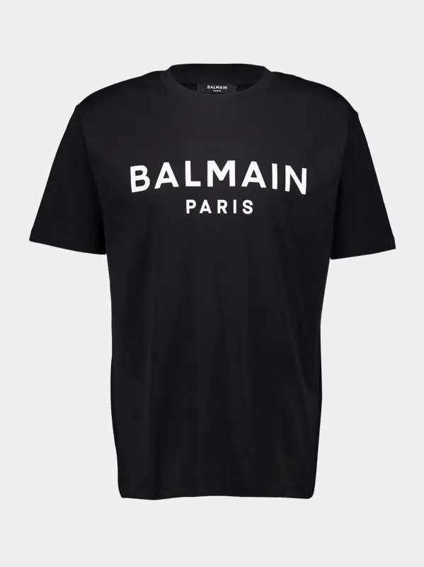 Black Printed Balmain Paris T-Shirt sold by Fashion Clinic