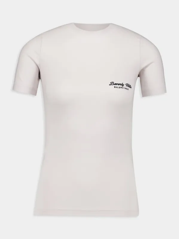 White Beverly Hills Fitted T-Shirt sold by Fashion Clinic