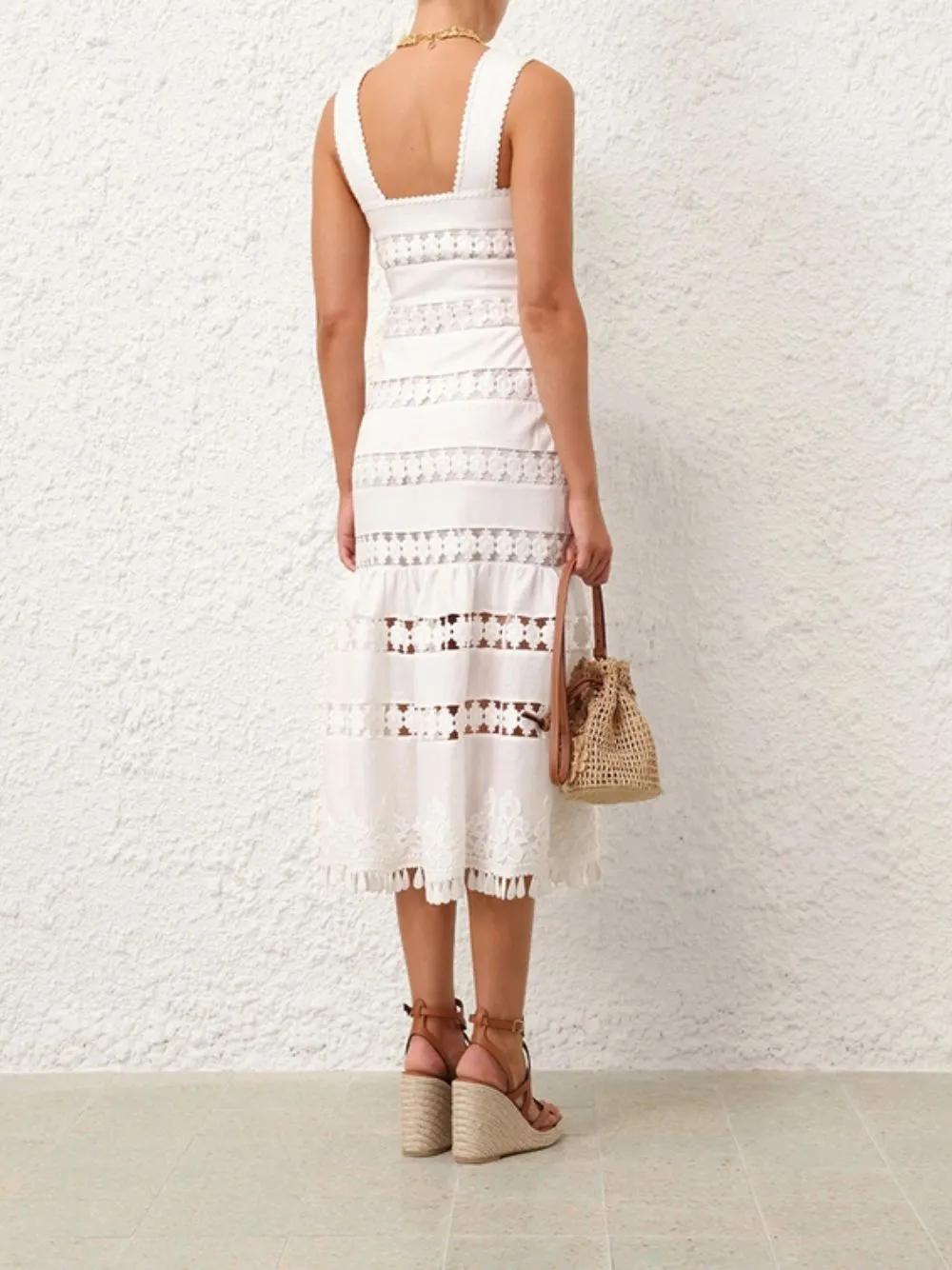 Ivory Pop Trimmed Midi Dress sold by Fashion Clinic product image thumbnail 4