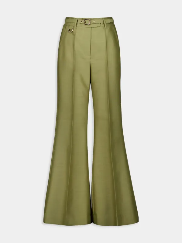 Light Olive Tranquillity Flare Leg Pant sold by Fashion Clinic