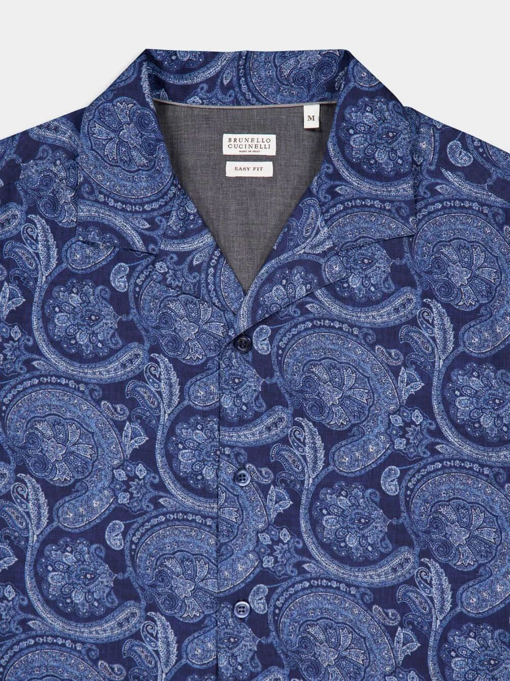 Marine Paisley Linen Camp Collar Shirt sold by Fashion Clinic product image thumbnail 5