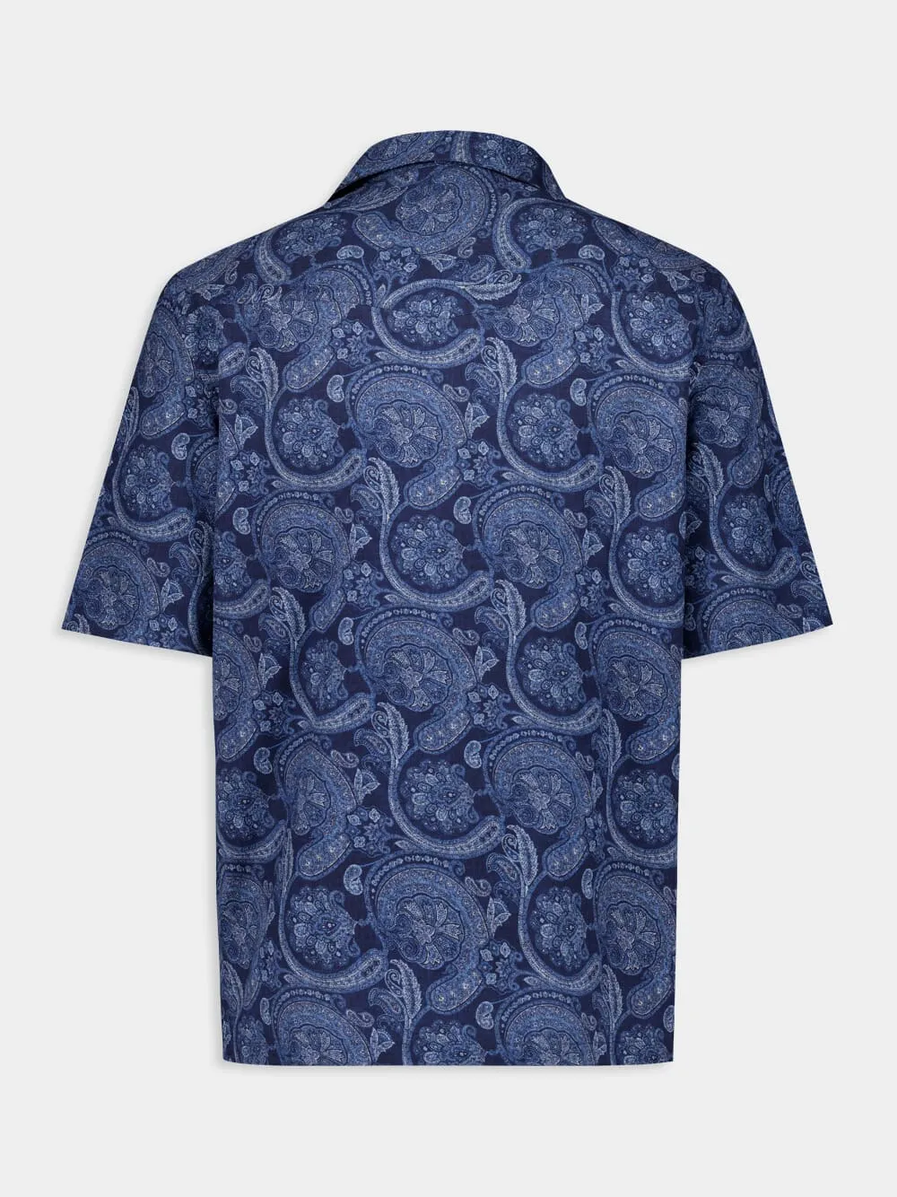 Marine Paisley Linen Camp Collar Shirt sold by Fashion Clinic product image thumbnail 3
