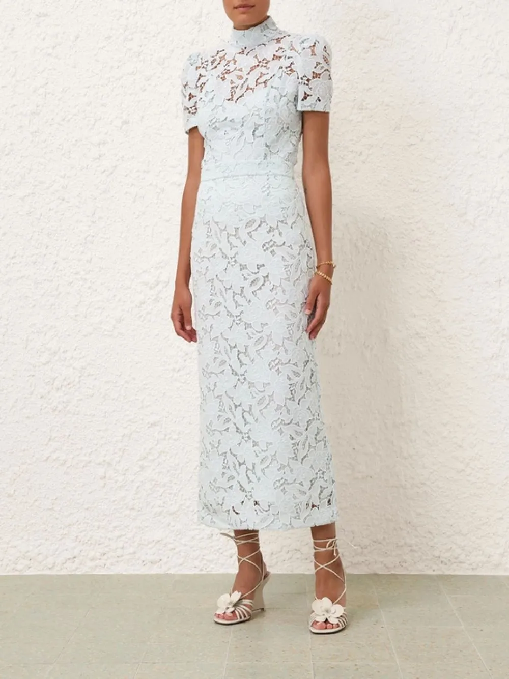 Mint Lace Pencil Midi Skirt sold by Fashion Clinic
