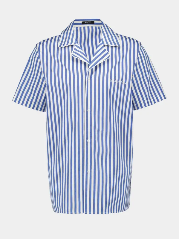 Short-Sleeved Striped Cotton Pyjama Shirt sold by Fashion Clinic