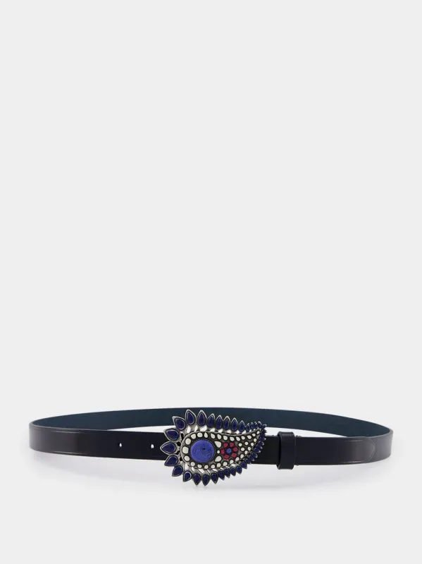 Alayne Gem-Buckle Leather Belt sold by Fashion Clinic