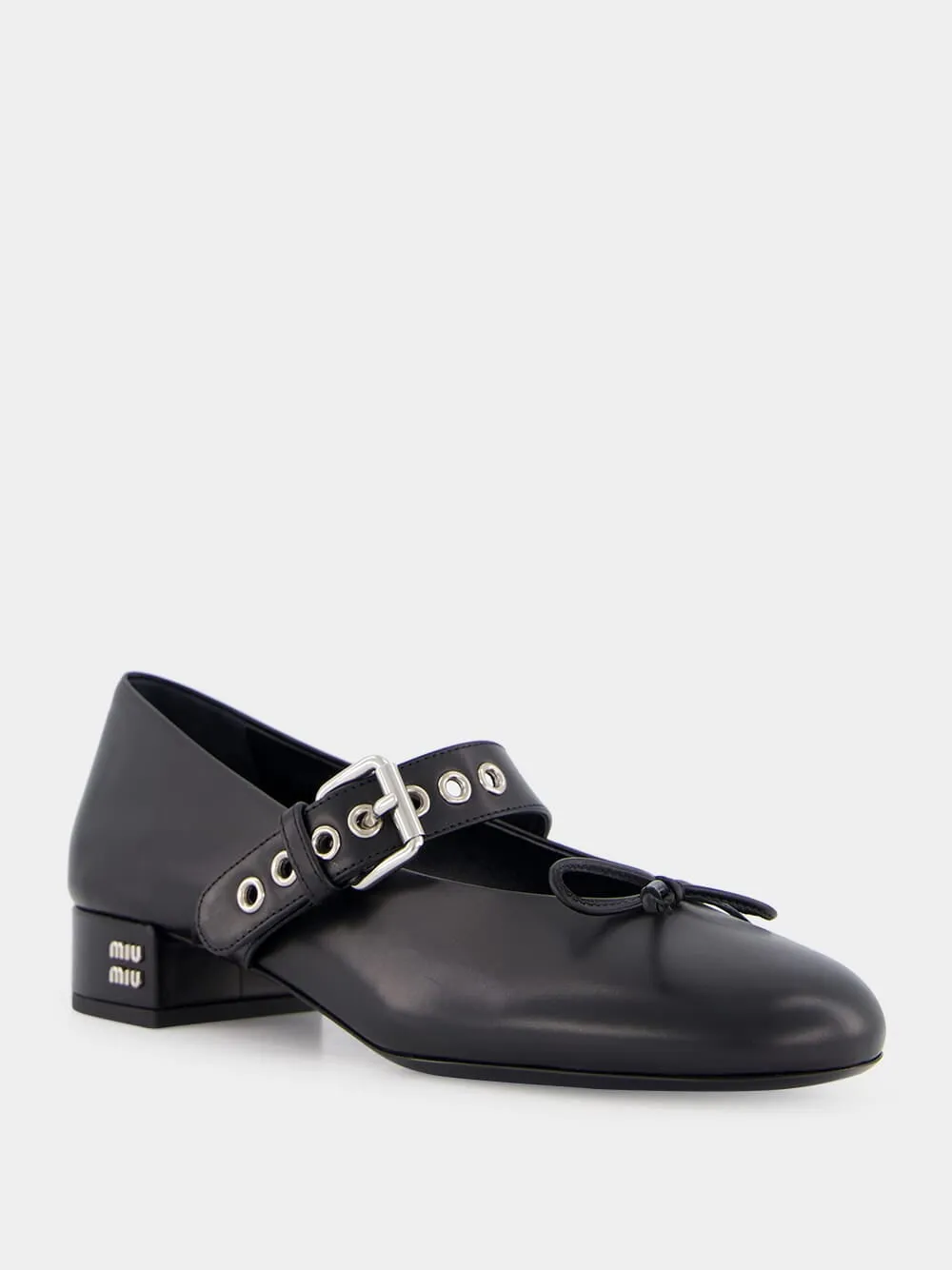 Black Buckled Leather Ballerina Shoes sold by Fashion Clinic product image thumbnail 2