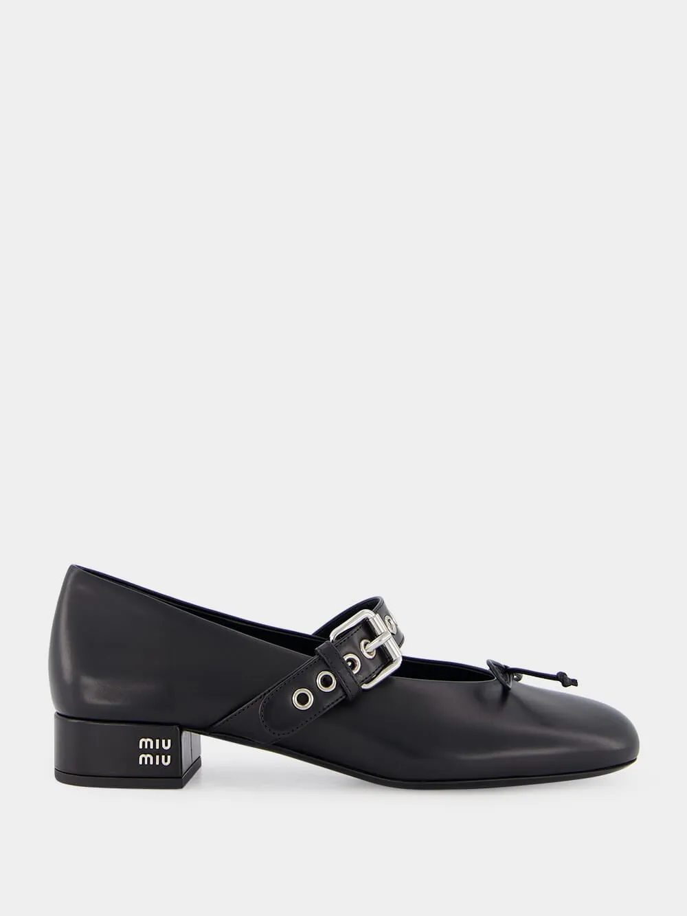 Black Buckled Leather Ballerina Shoes sold by Fashion Clinic