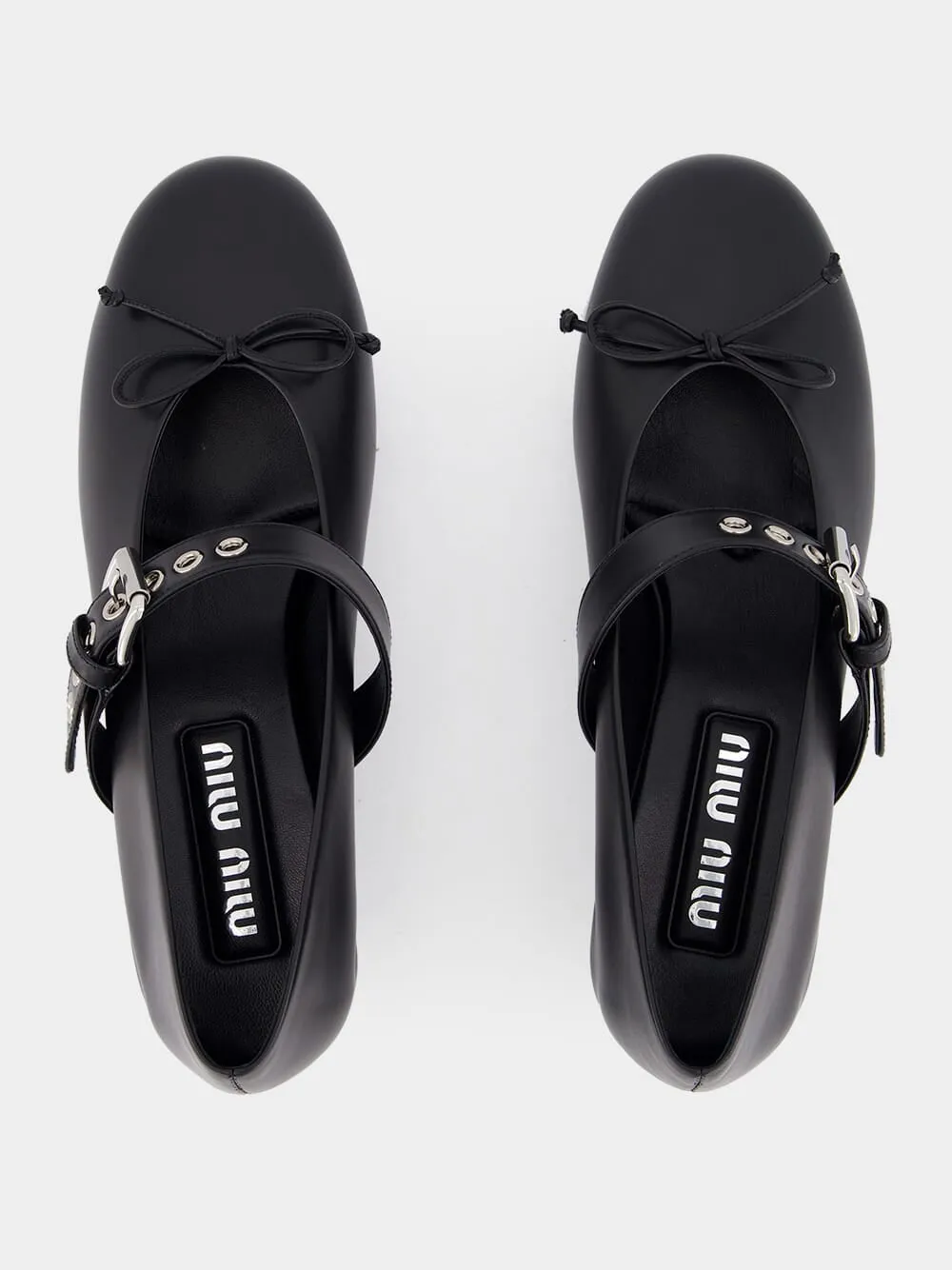 Black Buckled Leather Ballerina Shoes sold by Fashion Clinic product image thumbnail 4