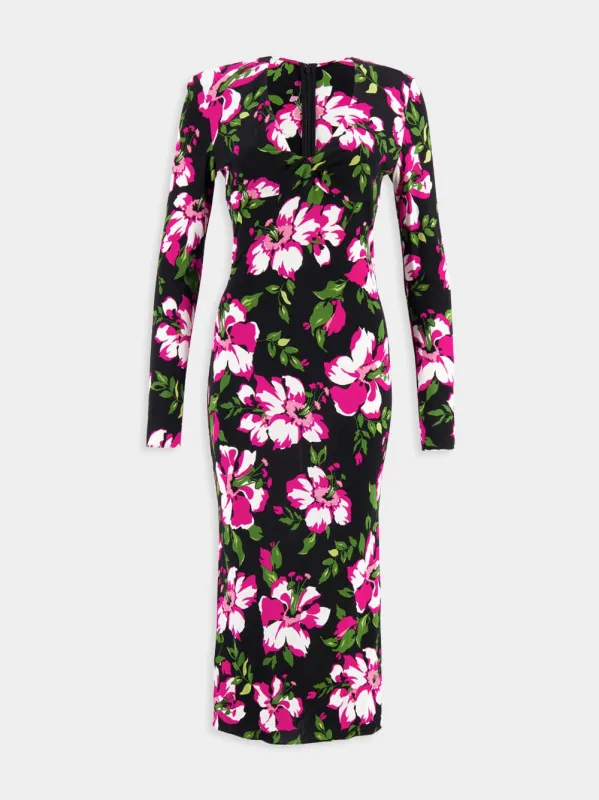Floral Crepe Jersey Midi Dress sold by Fashion Clinic