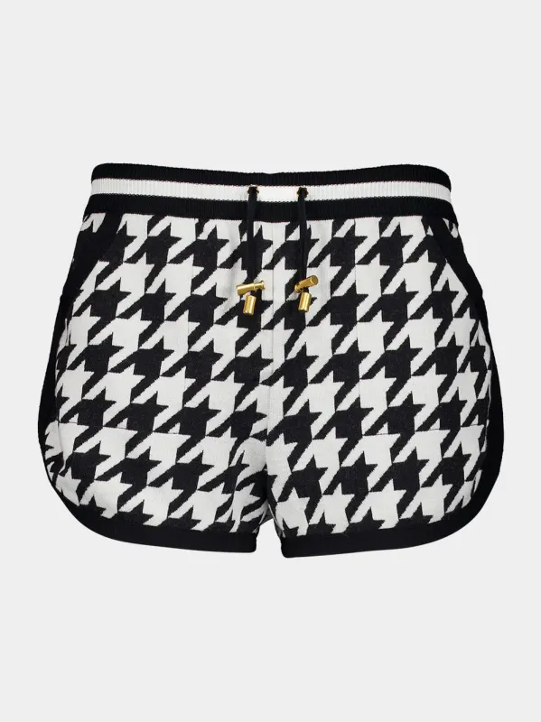 Houndstooth Jacquard Knit Shorts made by Balmain