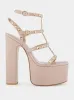 Rockstud Leather Platform Sandals sold by Fashion Clinic