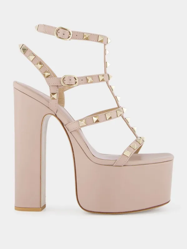 Rockstud Leather Platform Sandals sold by Fashion Clinic
