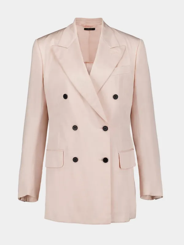 Light Pink Double-Breasted Blazer sold by Fashion Clinic