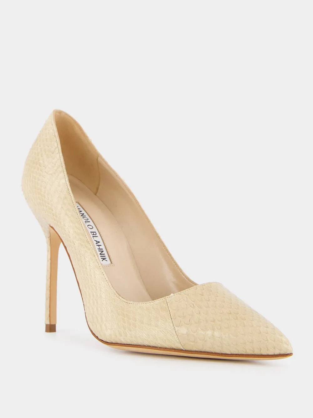 Beige Snakeskin-Effect Pointed Toe 105mm Pumps sold by Fashion Clinic product image thumbnail 2