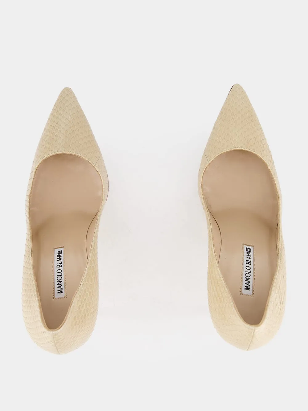 Beige Snakeskin-Effect Pointed Toe 105mm Pumps sold by Fashion Clinic product image thumbnail 4