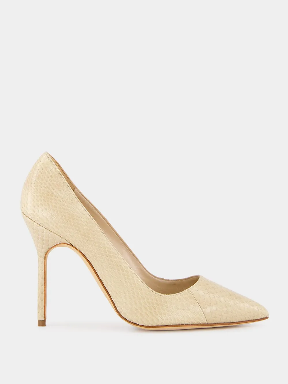 Beige Snakeskin-Effect Pointed Toe 105mm Pumps sold by Fashion Clinic