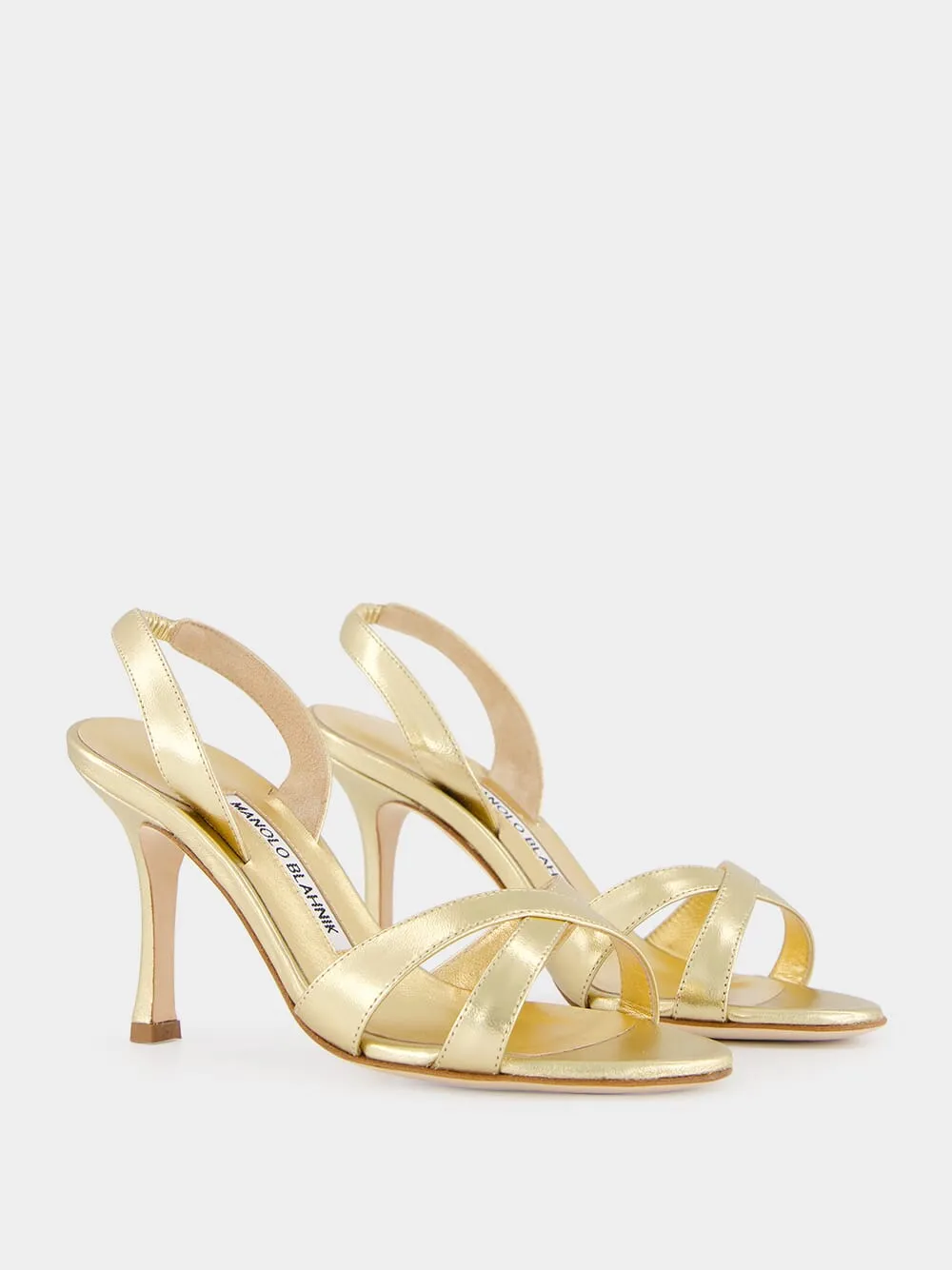 Gold Metallic Leather Slingback 90mm Sandals sold by Fashion Clinic product image thumbnail 3