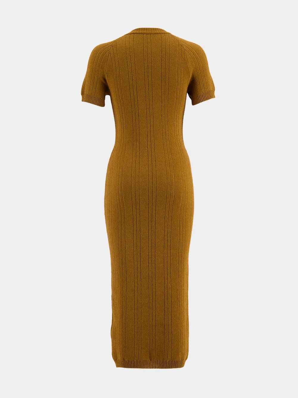 Camel Button-Embellished Midi Dress sold by Fashion Clinic product image thumbnail 2