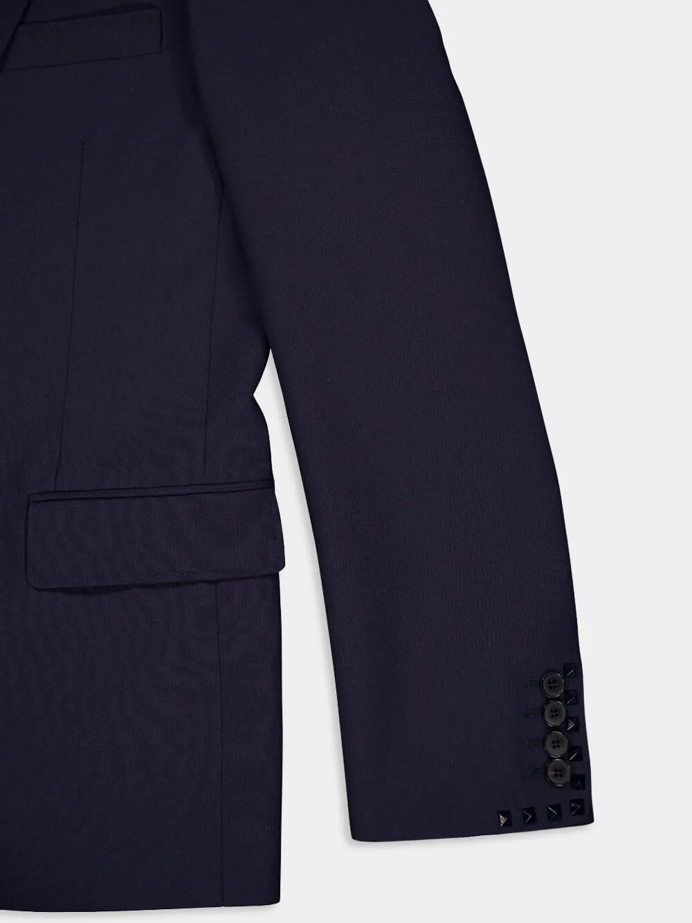 Navy Single-Breasted Wool Blazer sold by Fashion Clinic product image thumbnail 5