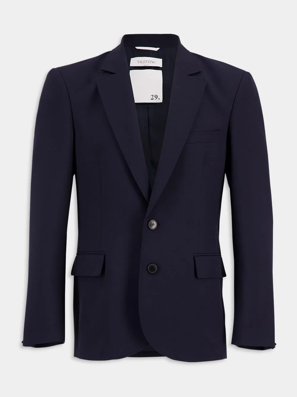 Navy Single-Breasted Wool Blazer sold by Fashion Clinic