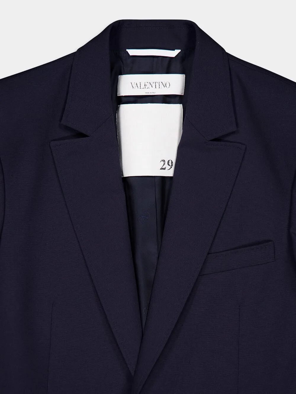 Navy Single-Breasted Wool Blazer sold by Fashion Clinic product image thumbnail 4