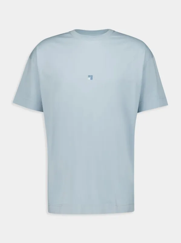 Light Blue Embroidered Cotton T-Shirt sold by Fashion Clinic