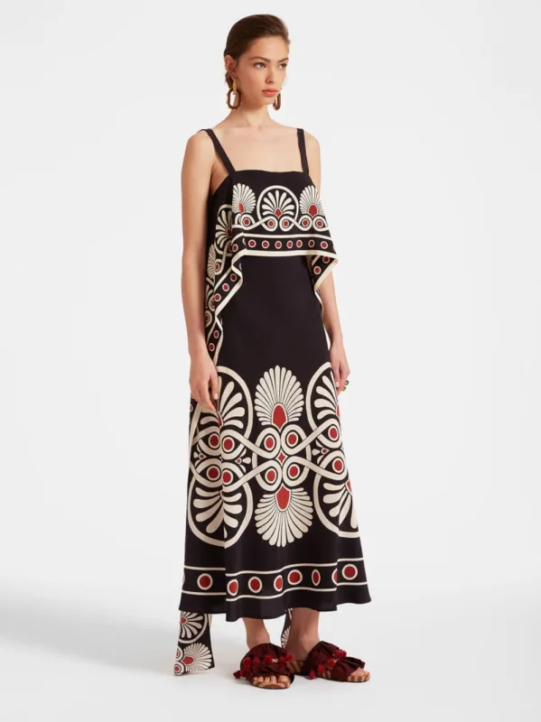 Medallion Placée Black Slip-Around Dress made by LA DoubleJ