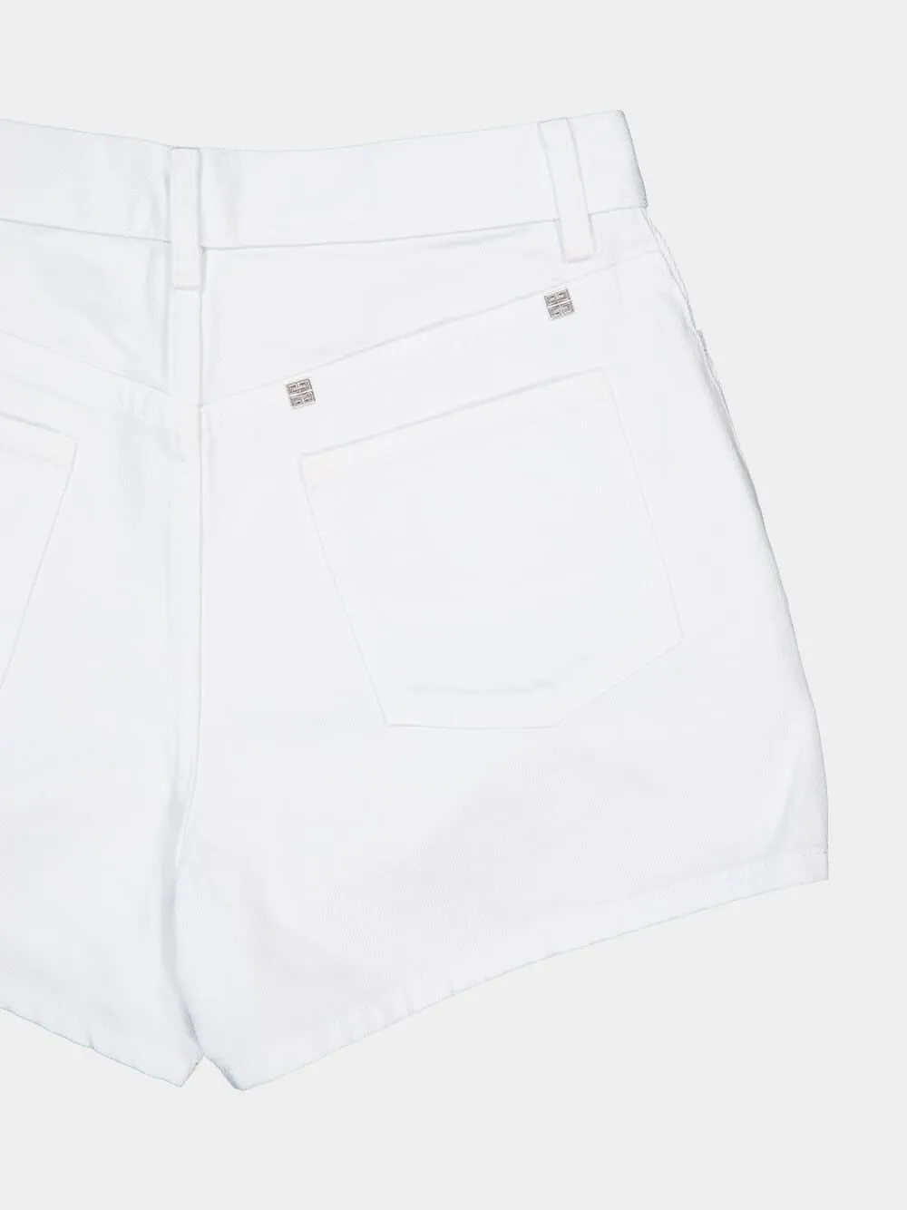 Slim Fit White Denim Shorts sold by Fashion Clinic product image thumbnail 5