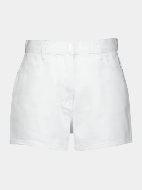 Slim Fit White Denim Shorts sold by Fashion Clinic