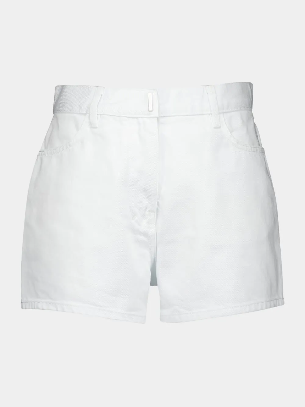 Slim Fit White Denim Shorts sold by Fashion Clinic