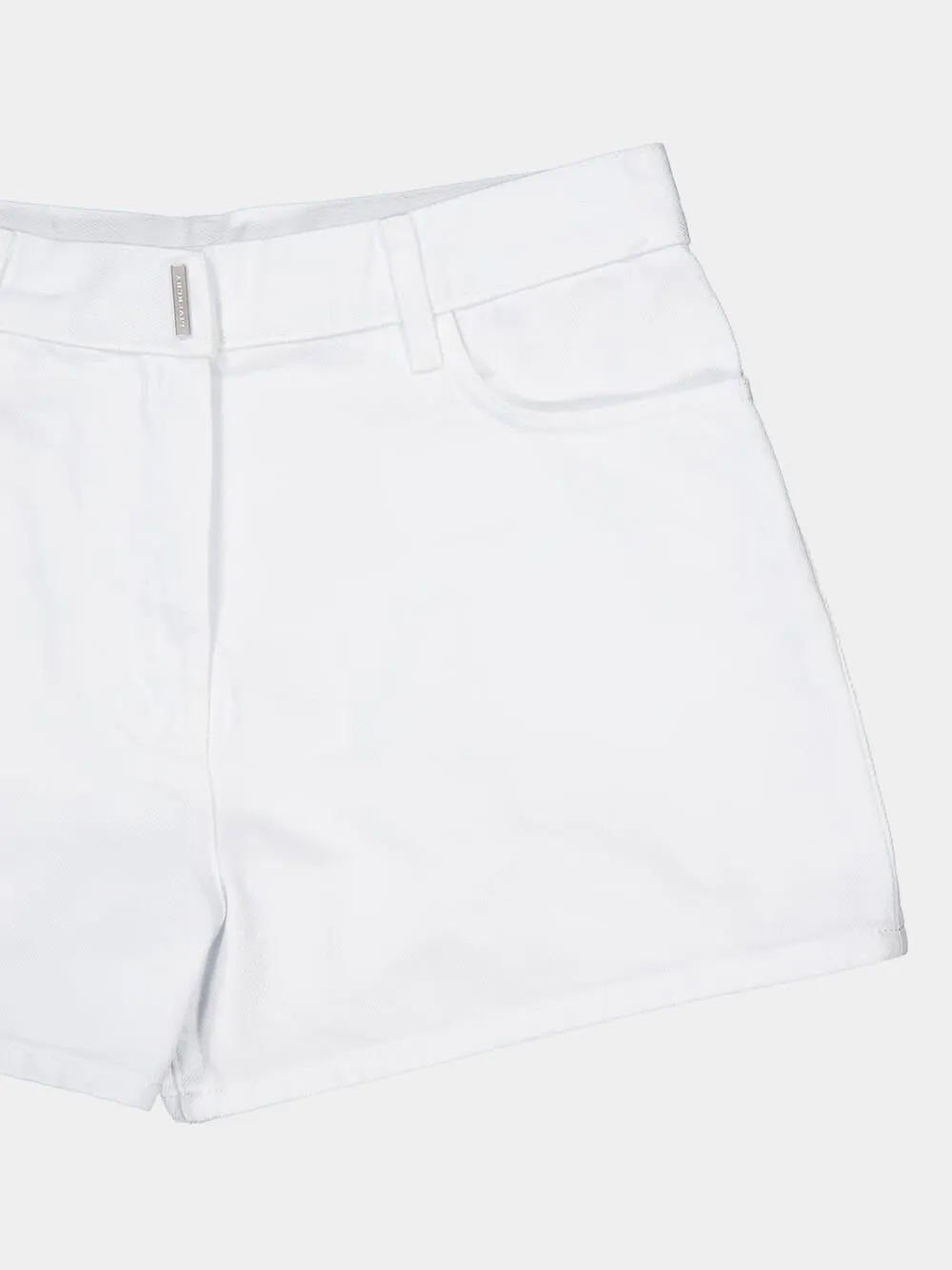 Slim Fit White Denim Shorts sold by Fashion Clinic product image thumbnail 4