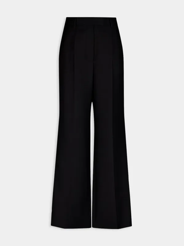 Black Wide-Leg Trousers sold by Fashion Clinic