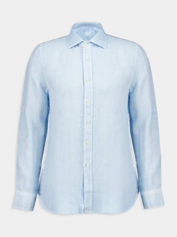 Sky Blue Linen Shirt sold by Fashion Clinic
