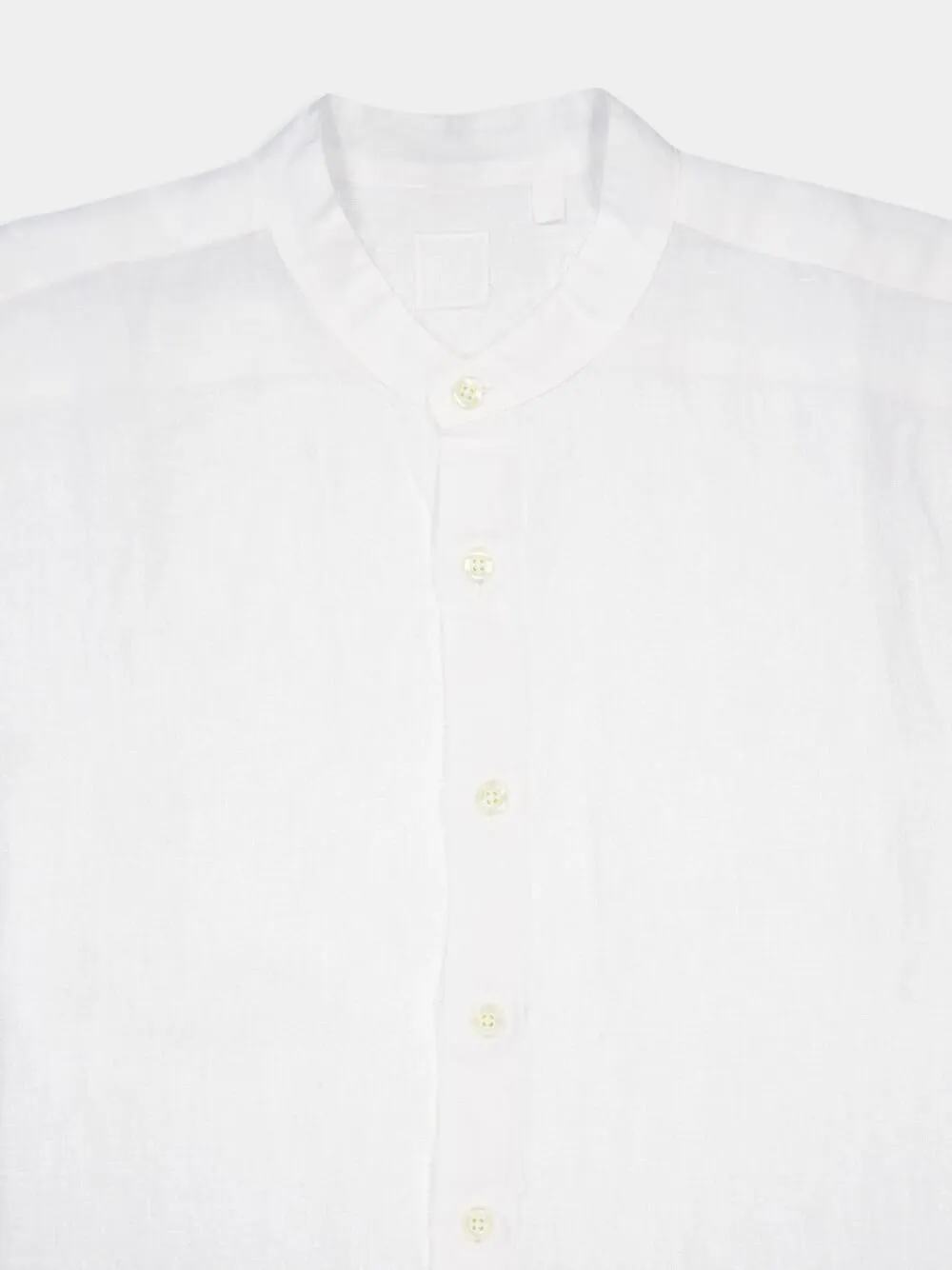 Band-Collar White Linen Shirt sold by Fashion Clinic product image thumbnail 3