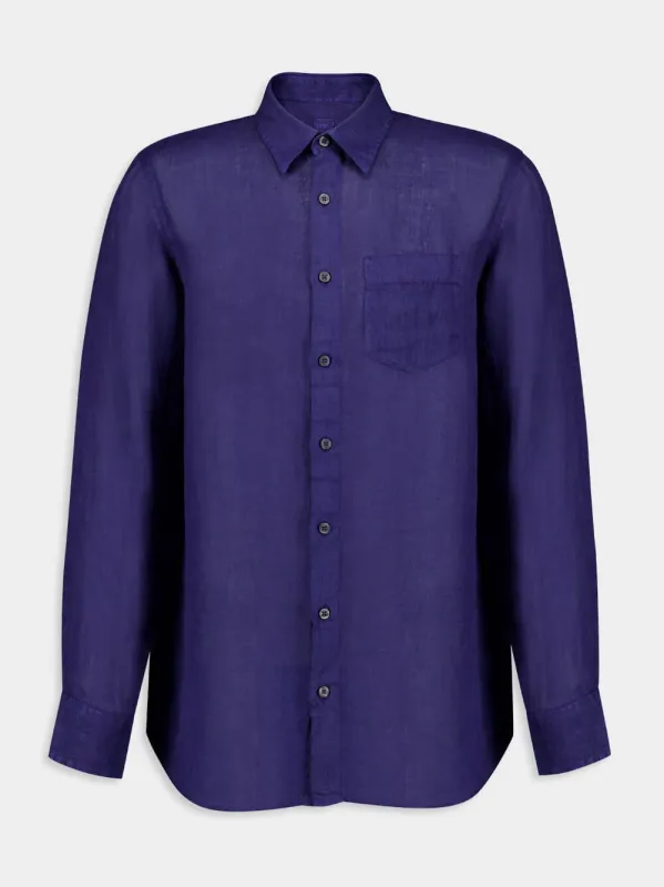 Blue Linen Shirt sold by Fashion Clinic