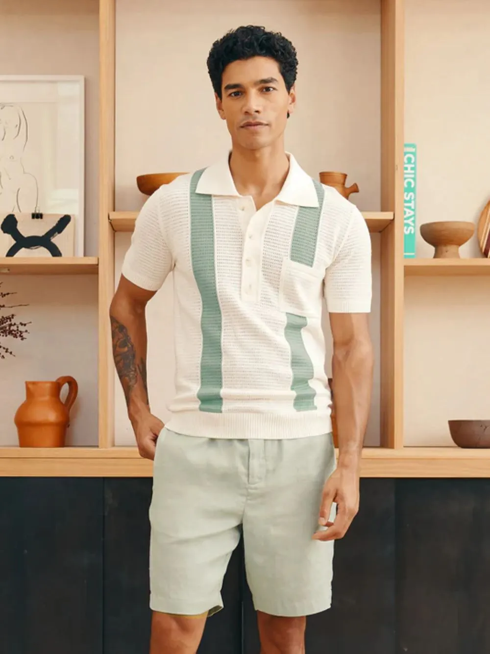 Clemente Crochet Stripe Polo sold by Fashion Clinic