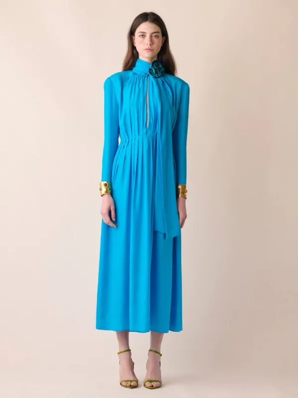 Perseus Silk Maxi Dress With Detachable Flower Brooch sold by Fashion Clinic