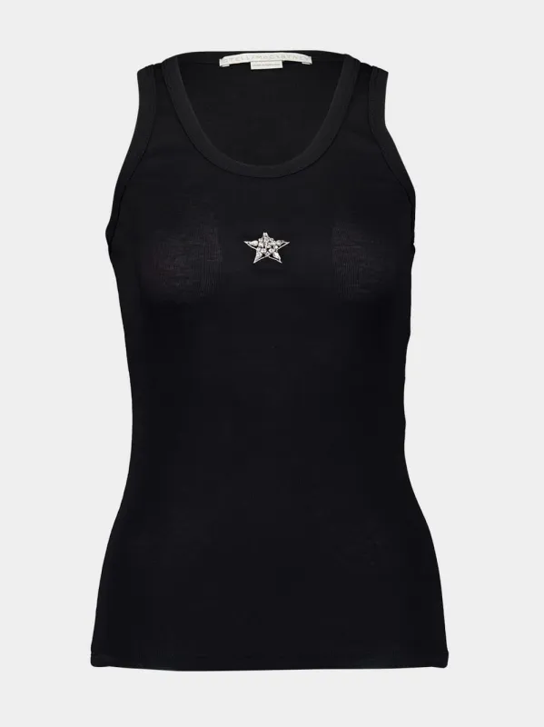 Star Appliqué Black Tank Top sold by Fashion Clinic